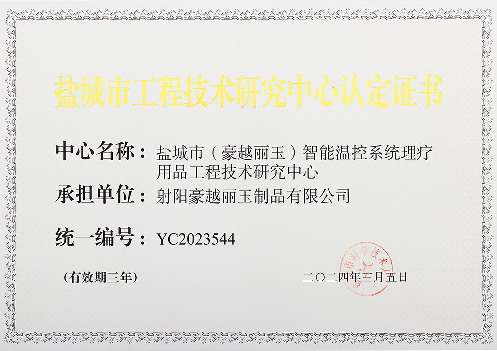 盐城市工程技术研究中心      证书